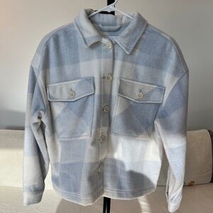 Calvin Klein Jeans Blue Plaid Button-Up Wool-Blend Overshirt - Size S/P